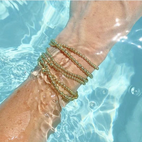 Bracciale In Acciaio Inossidabile Con Sfere Rotonde E Perle D'acqua Dolce Lucido Minimalista Gioielli Impilabili Per Donne