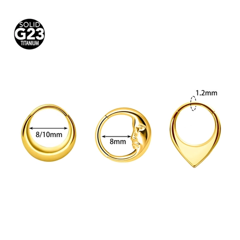 G23 Titanium 316L Stainless Steel Nose Ring Hinged Segment Clicker Moon Face Triangle Piercing Jewelry Body Jewelry