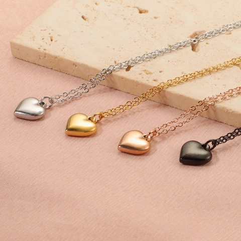 Collana Con Ciondolo A Cuore Minimalista In Acciaio Inossidabile Lucidato Catena Da Clavicola Gioielli Da Donna Elegante