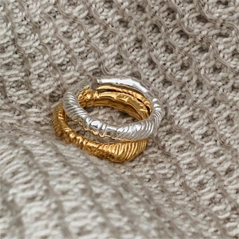 Anillo De Nudo Plata De Ley 925 Cuerda Trenzada Textura Espiral Banda Abierta Ajustable Joyería Vintage Minimalista Mujeres