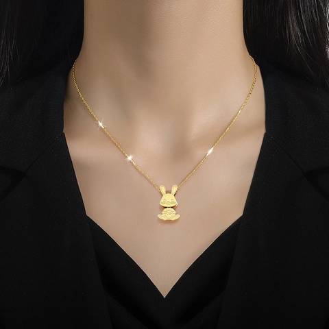 Collana Con Pendente A Coniglio Acciaio Al Titanio Minimalista Catena Da Clavicola Gioielli Di Moda Per Donne
