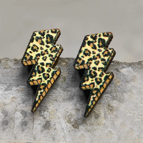 Western Cowboy Wooden Stud Earrings With Steel Earring Post Leopard Print Cactus Bull Head Retro Ethnic Jewelry Women