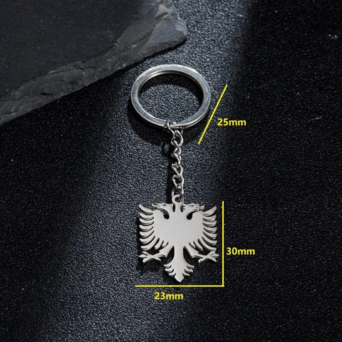 Edelstahl Albanien Doppelkopfadler Anhänger Schlüsselanhänger Für Auto Tasche Anhänger Minimalistischer Metall Schlüsselring Modeschmuck Geschenk