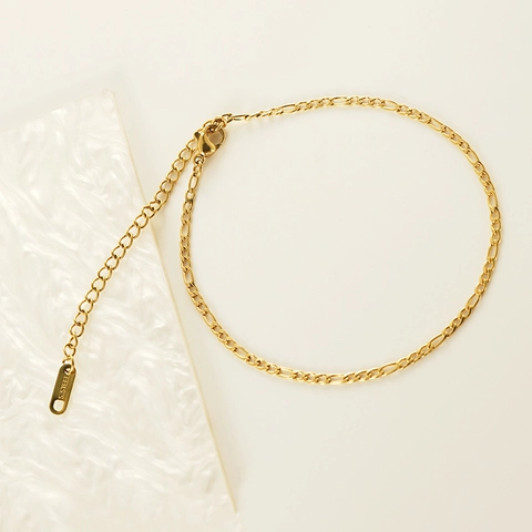Figaro Kette Fußkettchen Armband 18K Vergoldet Edelstahl Minimalistischer Eleganter Schmuck