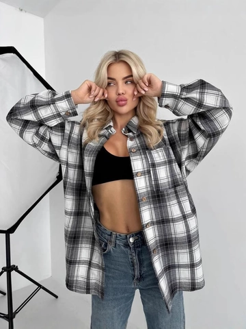 Women Plaid Shirt Long Sleeve Cotton Polyester Button Down Lapel Loose Fit Casual Retro Blouse With Pockets