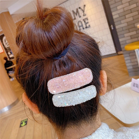 Molletta Per Capelli Rettangolare Strass Glitter Cristallo Lega BB Forcina Clip Laterale Copricapo Stile Coreano Donne Ragazze