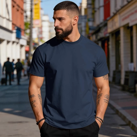 Men Short Sleeve T-Shirt Pure Cotton Crew Neck Solid Color Casual Summer Top Soft Breathable Basic For Young Men