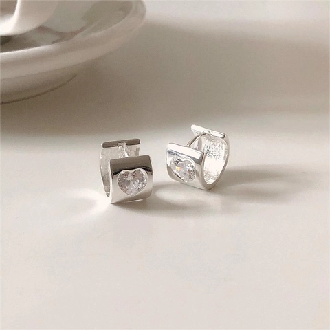 Herz Zirkonia Huggie Creolen 925 Sterlingsilber Minimalistisch Elegant Schmuck Für Damen Mode Geschenk