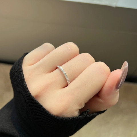 Eternity Ring 925 Sterling Silver Round Zirconia Stackable Wedding Band Minimalist Fine Jewelry For Women