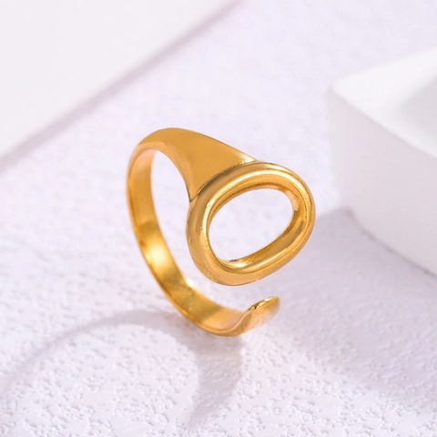 Minimalistische Hohle Ovale Ring 304 Edelstahl Vergoldet Verstellbare Offene Geometrische Schmuck Für Frauen