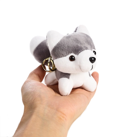 Süßer Husky Plüsch Schlüsselanhänger Mini Hund Puppe Anhänger Für Schultasche Weicher Tier Schlüsselring Kawaii Spielzeug