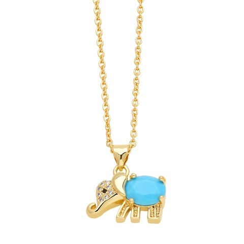 Olifant Hanger Ketting Koper Met Zirconia Dier Charm Vergulde Sieraden Elegant Schattig Accessoire Voor Dames