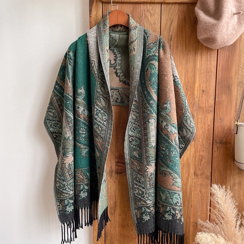Paisley Schal Stola Kaschmir Imitat Ethnisch Böhmisch Muster Jacquard Mit Quasten Retro Warm Wintertuch Für Damen