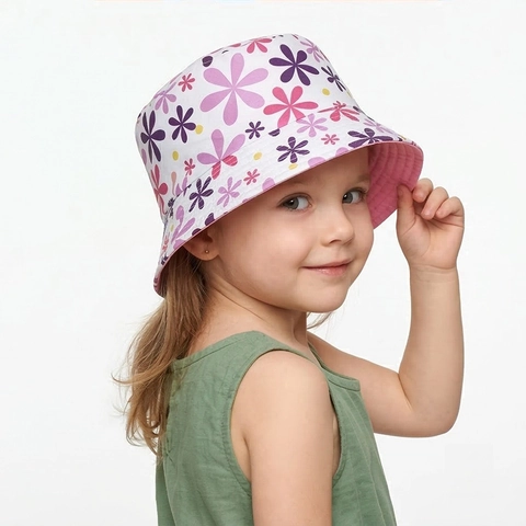 Toddler Kids Bucket Hat Polyester Sun Protection Breathable Printed Cartoon Dinosaur Unicorn For Outdoor Boys Girls