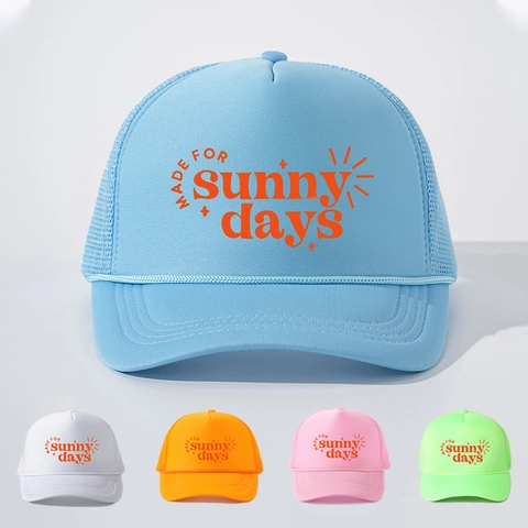 Casquette Trucker Mousse Filet Baseball Avec Imprimé Sunny Days Réglable Chapeau Soleil Été Pour Hommes Et Femmes