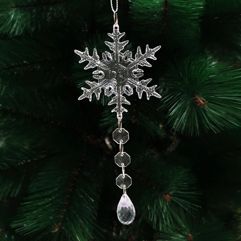 Set di Ornamenti Natalizi in Acrilico Fiocco di Neve Trasparente Ghiacciolo Renna Decorazioni Appese per Albero Festa Natale
