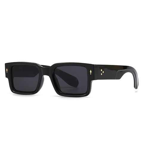 Retro Vierkante Zonnebril UV400 Bescherming Plastic Metalen Frame Ster Klinknagels Mode Brillen Unisex