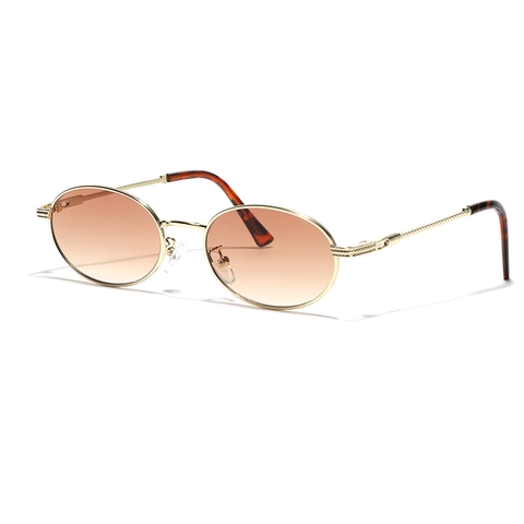 Occhiali Da Sole Ovali Retrò Montatura In Metallo Di Rame Vintage UV400 AC Lenti Sfumate Occhiali Alla Moda Per Uomo E Donna