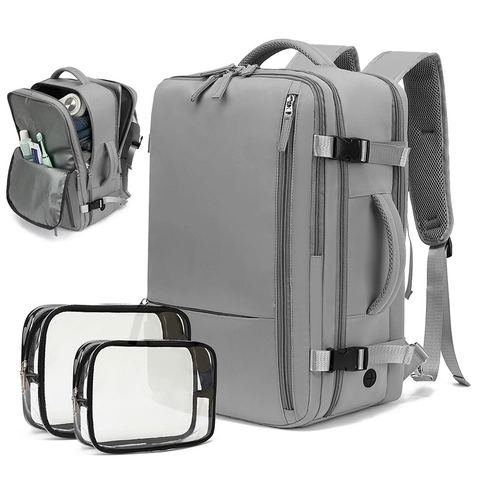 Travel Backpack Waterproof Oxford Large Capacity Business Laptop Bag USB Charging Port Transparent Storage Bags Rucksack