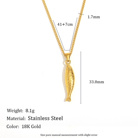 Collana Con Pendente A Forma Di Salmone In Acciaio Inossidabile Placcato Oro 18K Gioielli Di Moda Per Donna