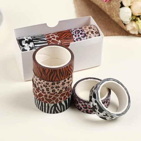 Animal Print Washi Tape Leopard Zebra Cow Patterns Decorative Masking Tape For Scrapbooking DIY Journaling Stationery