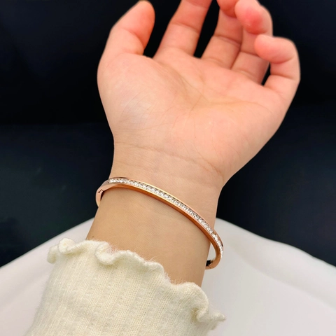 Titanium Steel Bangle Bracelet For Women Full Zircon Inlay Starry Sky Design Elegant Non Fading Jewelry Gift
