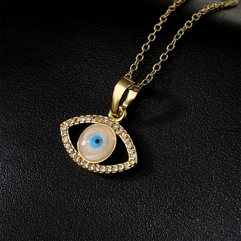 Μενταγιόν Κολιέ Evil Eye Χάλκινο Επιχρυσωμένο 18K Σμάλτο Κυβική Ζιρκόνια Μόδα Κόσμημα Για Γυναίκες