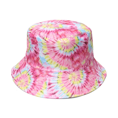 Tie Dye Bucket Hat Polyester Reversible Colorful Spiral Pattern Sun Protection Summer Outdoor Fashion For Women Men