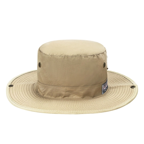 Men's Outdoor Sun Protection Boonie Hat Wide Brim Breathable Fishing Hiking Bucket Hat With Adjustable Wind Cord