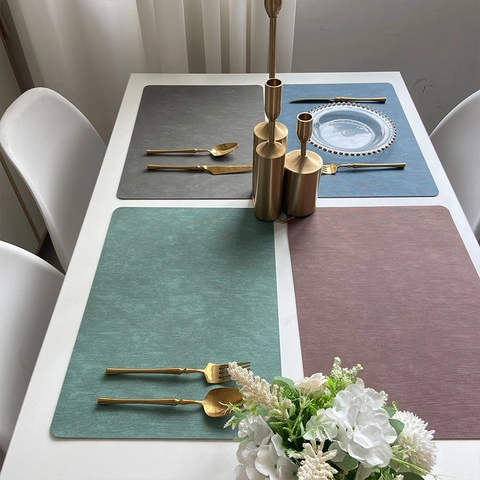 Place Mats Faux Leather Waterproof Oil-Proof Heat-Resistant Modern Minimalist Dining Table Decor Protective Pads