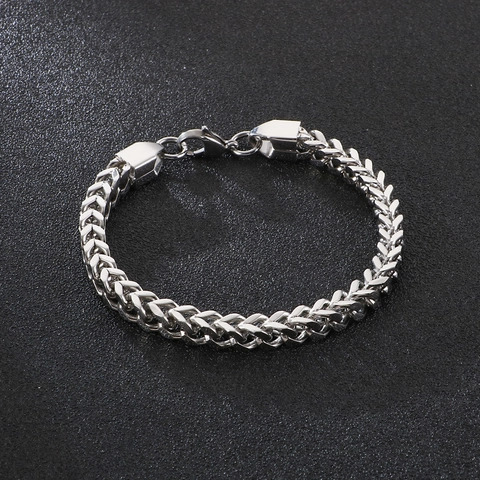 Men Stainless Steel Franco Chain Bracelet Dragon Bone Link Jewelry Square Retro Punk Style For Women Unisex