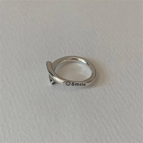 Anello Smile In Argento Sterling 925 Per Donna Regolabile Aperto Minimalista Viso Sorridente Gioielli Di Moda Regalo Elegante