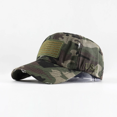 Cotton Washed Distressed Baseball Cap For Men Women USA Embroidery US Flag Patch Retro Outdoor Casual Sun Hat