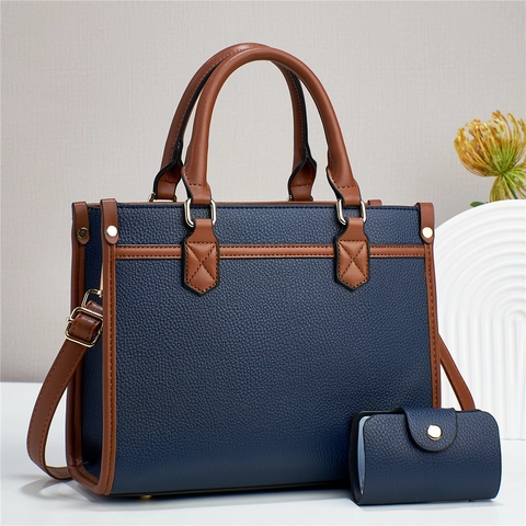 Dames Tote Tas En Bijpassende Pashouder Grote Capaciteit PU Leer Lychee Patroon Schoudertas Handtas Casual