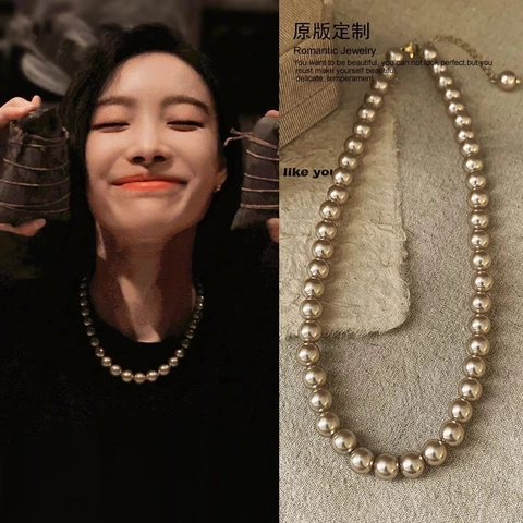 Französische Vintage Champagner Künstliche Perlenkette Eleganter Hofstil Legierungsverschluss Choker Für Damen Geschenk