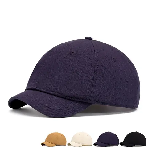 Casquette De Baseball À Bord Court Coton À Chevrons Réglable Rétro Protection Solaire Souple Pour Hommes Femmes