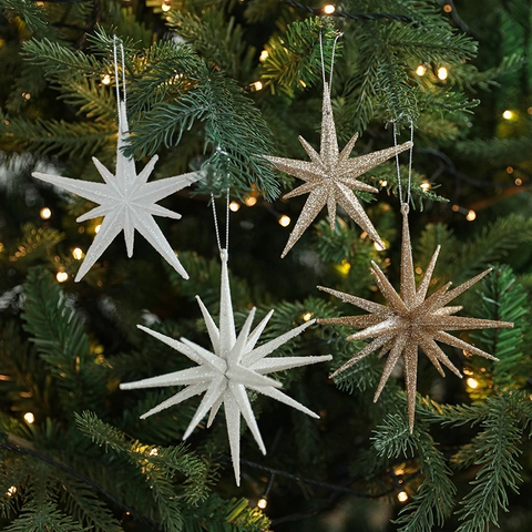 Decorazioni Natalizie Da Appendere A Stella Luccicanti Plastica Con Brillantini Stella Multipunta Per Albero