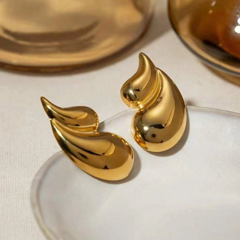 Minimalist High Polished Double Layer Teardrop Earrings Geometric Dangle Earrings With Silver Earring Post For Women