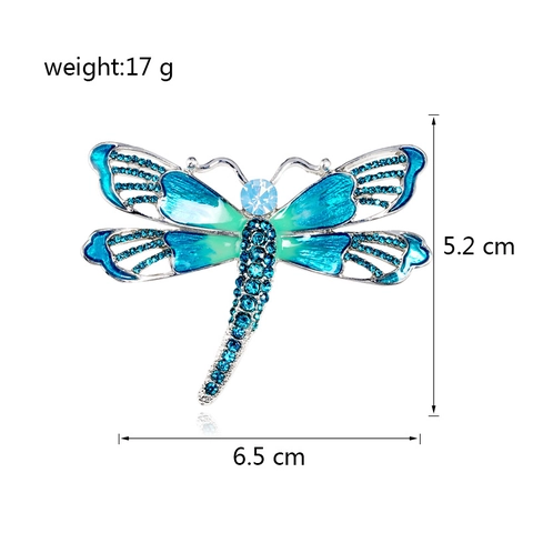 Vintage Alloy Dragonfly Brooch For Women Sparkling Blue Purple Rhinestone Enamel Insect Corsage Brooch Pin Fashion Accessory
