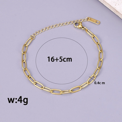 Minimalistische Titaniumstaal 18K Vergulde Paperclip Ketting Armband Voor Vrouwen Verstelbare Schakelketting Mode Sieraden Cadeau
