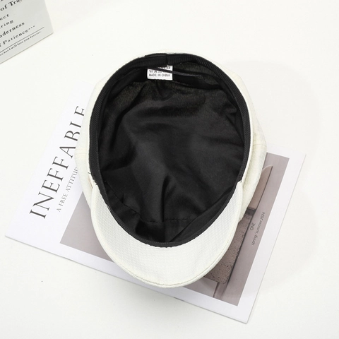 Cappello Newsboy Da Donna Retro Baker Boy Con Cinturino In Pelle Fibbia In Metallo Poliestere Casual Accessori Versatili