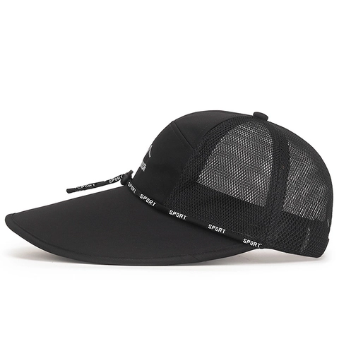 Outdoor Sonnenschutz Baseballkappe Breiter Verlängerte Krempe Netz Atmungsaktiv Angelhut Winddichtes Seil Sportlich Herren Damen Sonnenhut Polyester Verstellbar