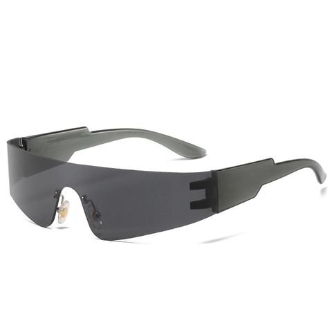 Oversized Randloze Schild Zonnebril UV400 Bescherming Monoblok Lens Punk Sport Brillen Toekomst Mode Heren Dames