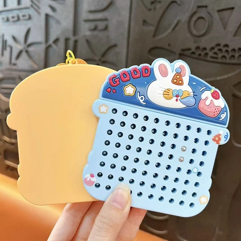 Creative Rabbit Magnetic Drawing Board Keychain Cute Cartoon Decompression Toy For Student Bag Pendant Accessories