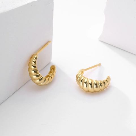 Orecchini A Lobo Croissant In Argento Sterling 925 Torsione A Forma Di C A Costine Placcati Oro Gioielli Per Donna
