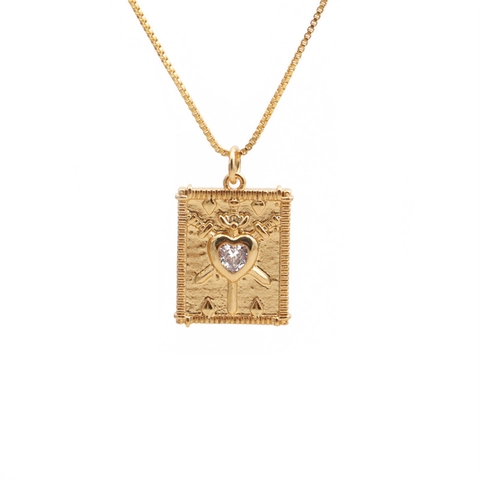 Vintage Vergoldete Kupfer Halskette Rechteck Anhänger Hand Der Fatima Böser Blick Schlange Herz Geometrische Kette Damen