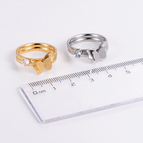 Anillo A Farfalla In Acciaio Inossidabile E Anello Solitario Con Zirconi Per Donna Gioielli Da Sposa Eleganti