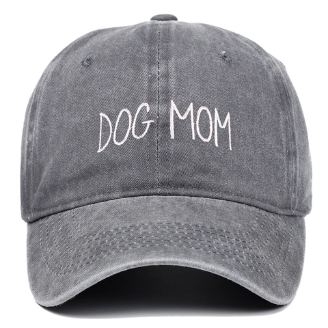 Casquette De Baseball Brodée Dog Mom En Coton Lavé Rétro Ajustable Dad Hat Femmes Chapeau De Soleil Décontracté Protection Solaire