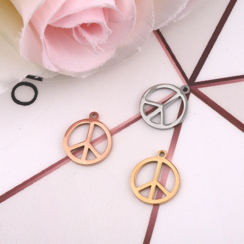 Stainless Steel Peace Sign Pendant DIY Accessory Mirror Polished Anti-War Symbol Charm For Necklace Bracelet Jewelry Making