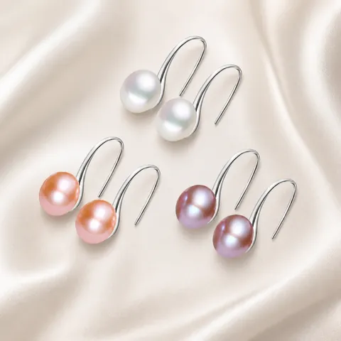 Elegante Naturperle Tropfen Ohrhänger Für Damen 925 Sterlingsilber Ohrstecker-Stift Koreanischer Stil Perle Hängeohrringe Schmuck